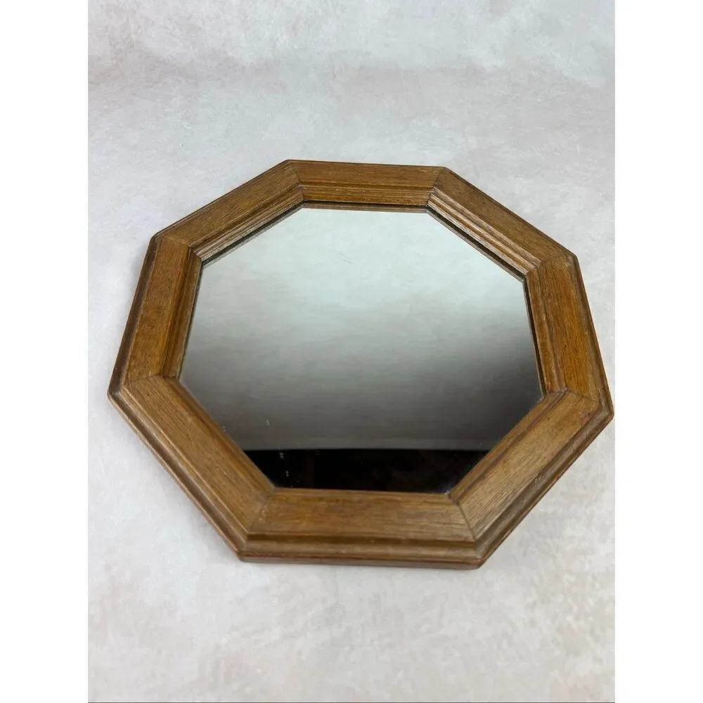 Vintage Wooden Octagon Mirror Cottagecore READ